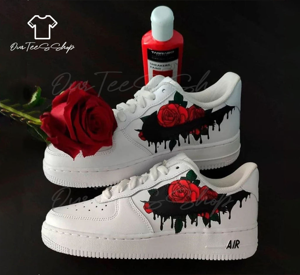 Custom Red Roses Drip Air Force 1