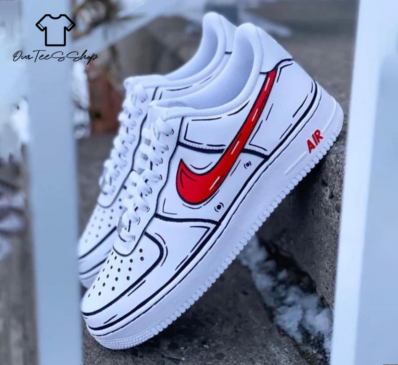 Custom Red Highlight Air Force 1 Sneakers