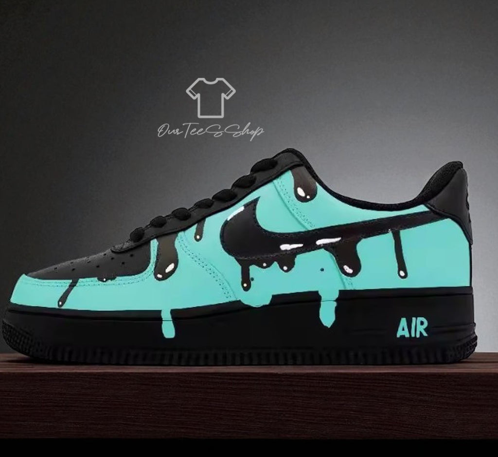 Custom Air Force 1 Skateboarding Blue Sneakers