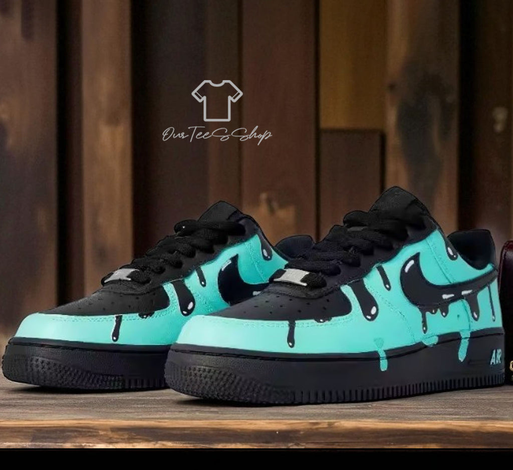 Custom Air Force 1 Skateboarding Blue Sneakers