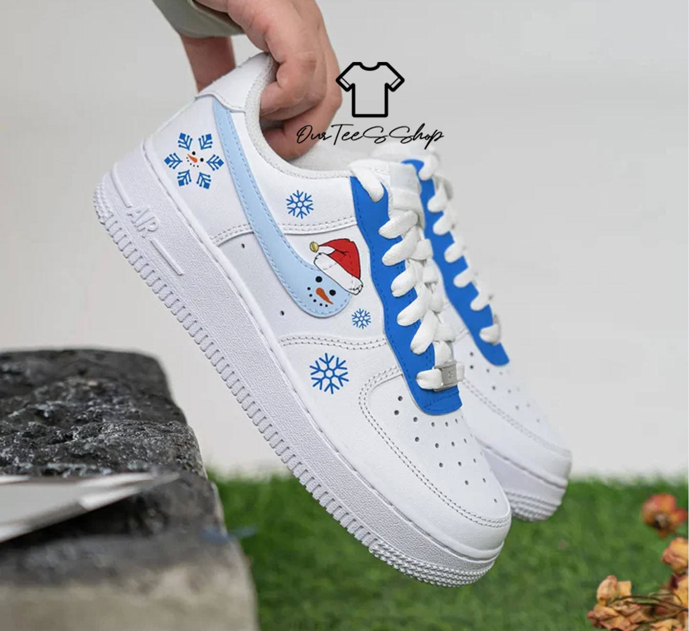 Custom Air Force 1 Snowman Christmas Sneakers