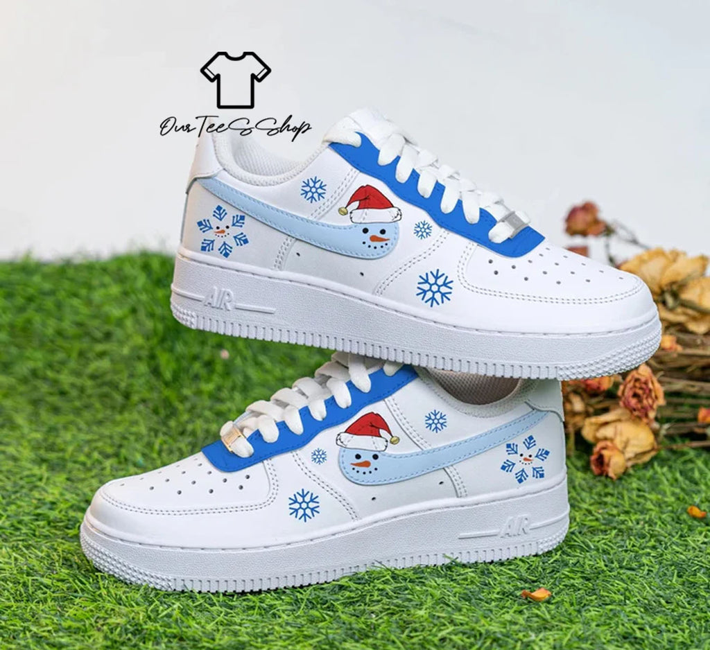 Custom Air Force 1 Snowman Christmas Sneakers