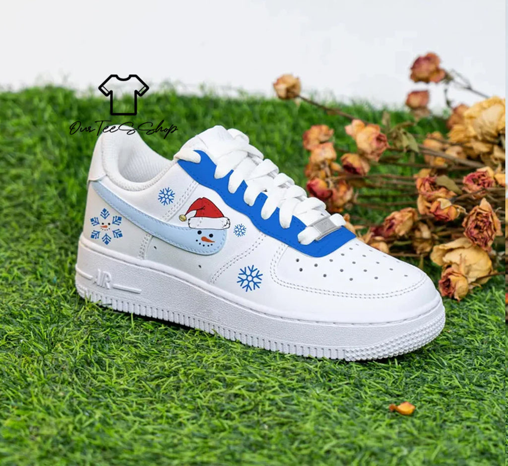 Custom Air Force 1 Snowman Christmas Sneakers