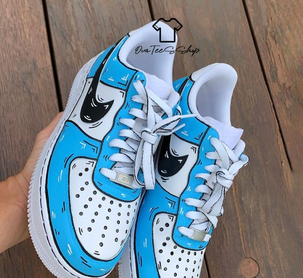 Custom Air Force 1 Blue Special Cartoon Sneakers