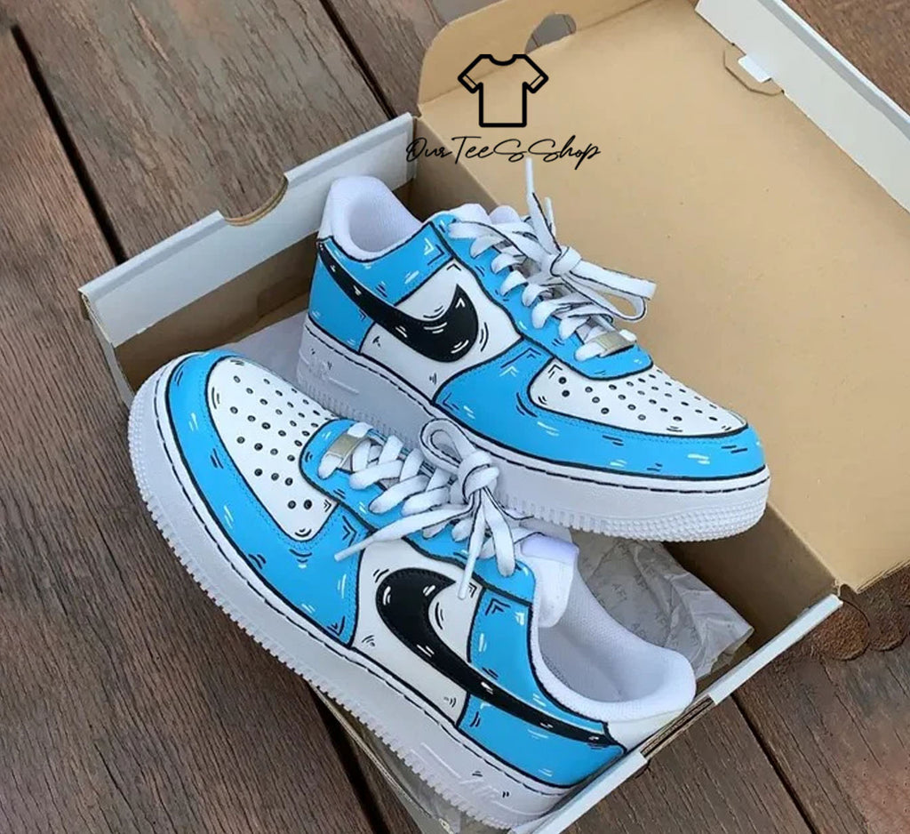 Custom Air Force 1 Blue Special Cartoon Sneakers