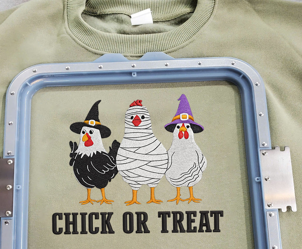 Trick or Treat Chicken Embroidered Sweatshirt, Chicken Embroidered T-shirt Gift For Halloween