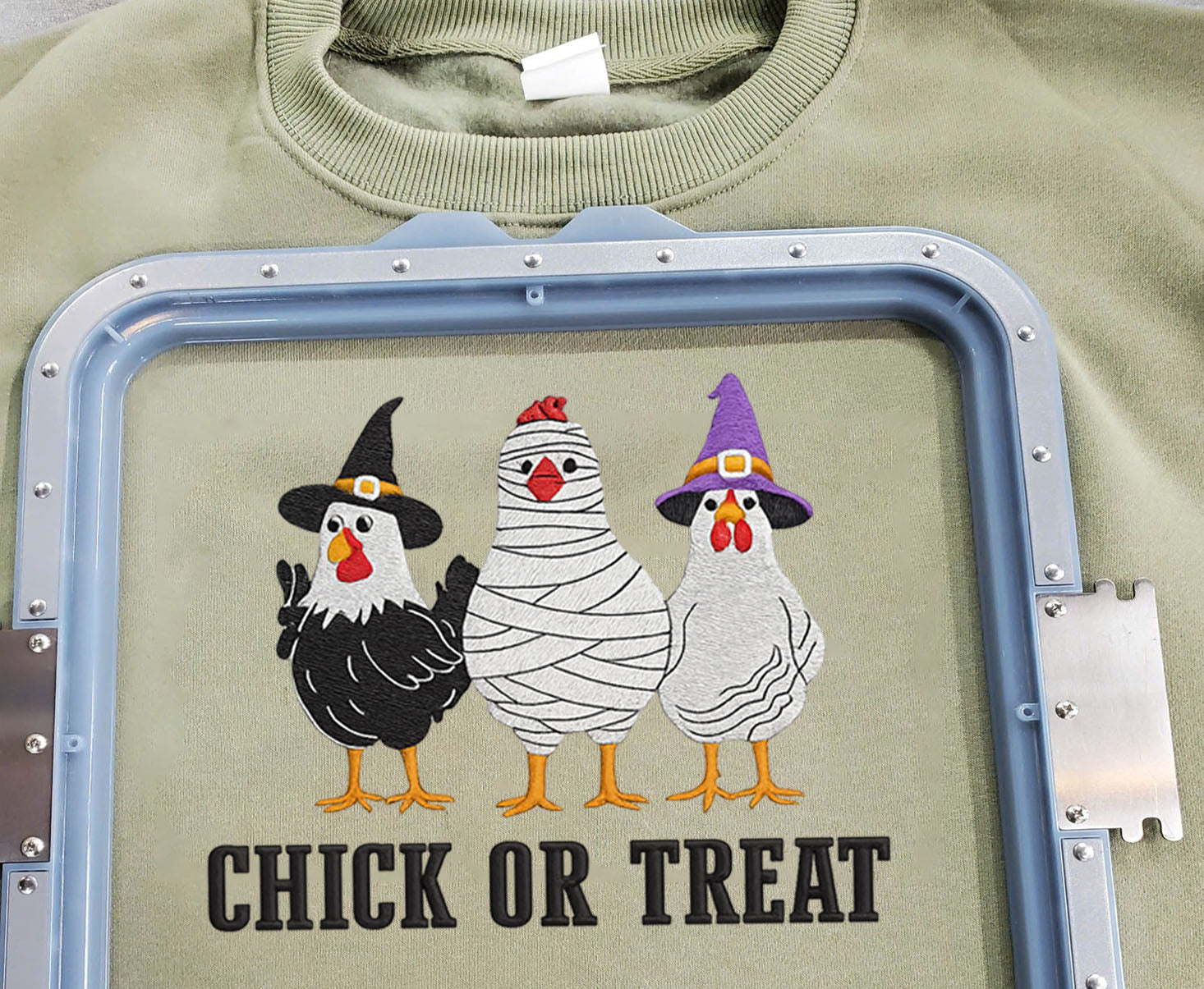 Trick or Treat Chicken Embroidered Sweatshirt, Chicken Embroidered T-shirt Gift For Halloween