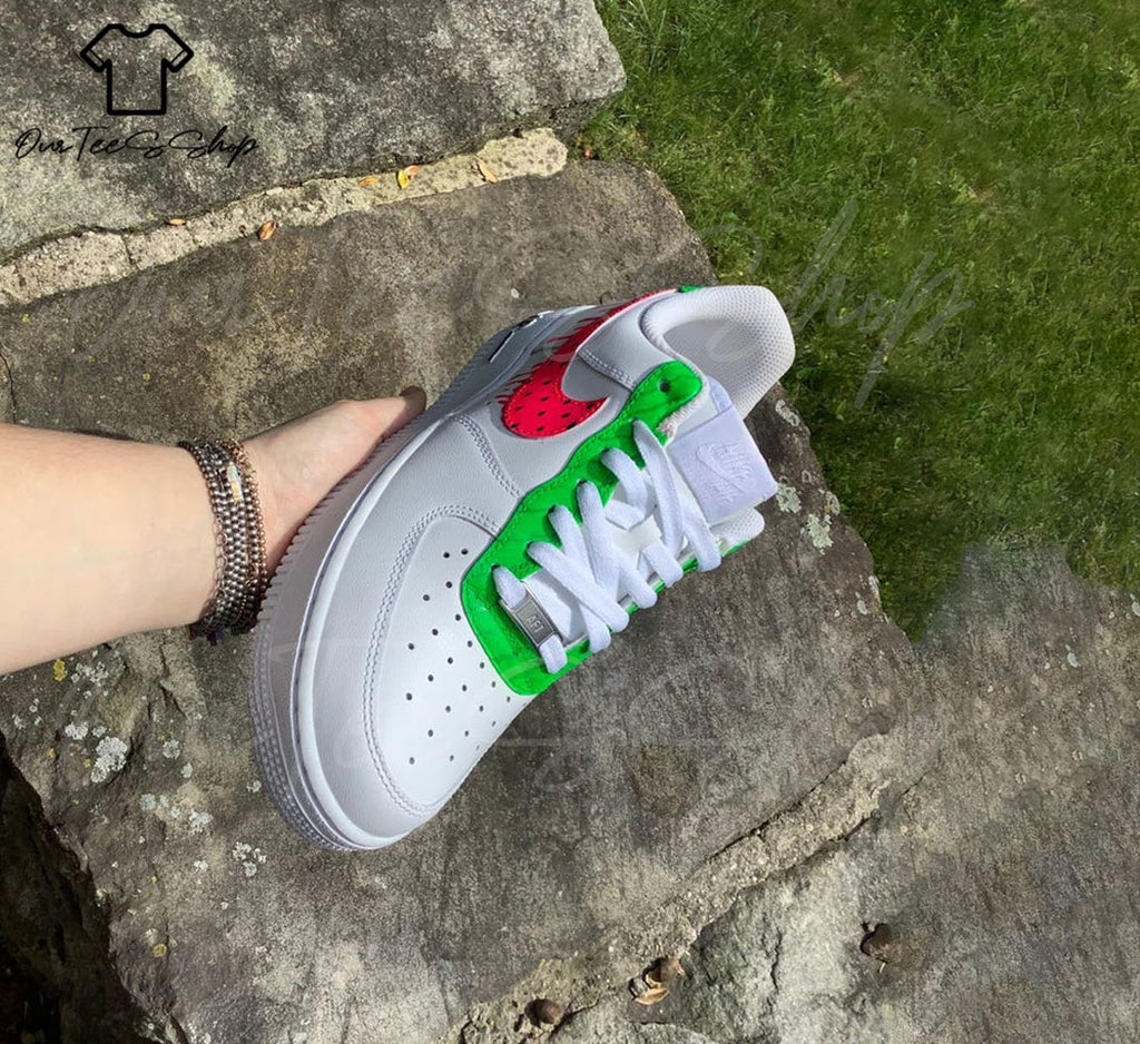 Custom Air Force 1 Watermelon Splatter Sneakers
