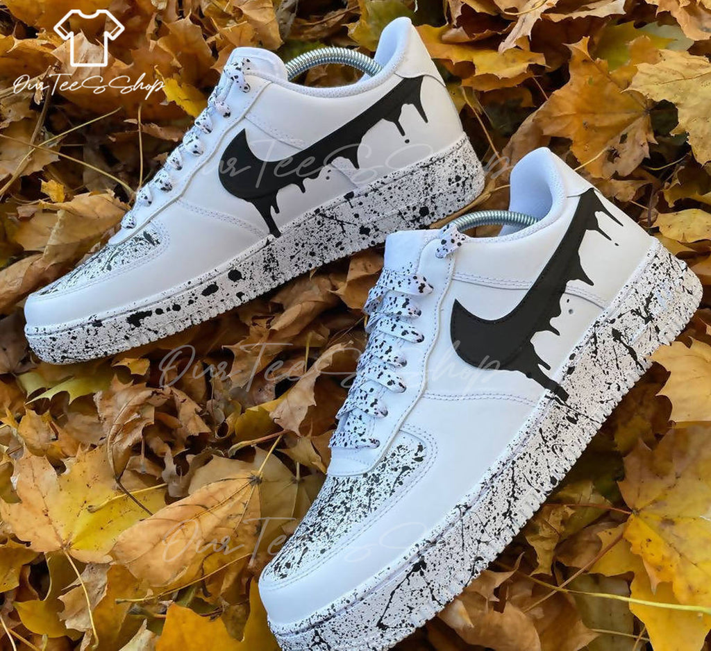 Custom Air Force 1 Black Drip Sneakers