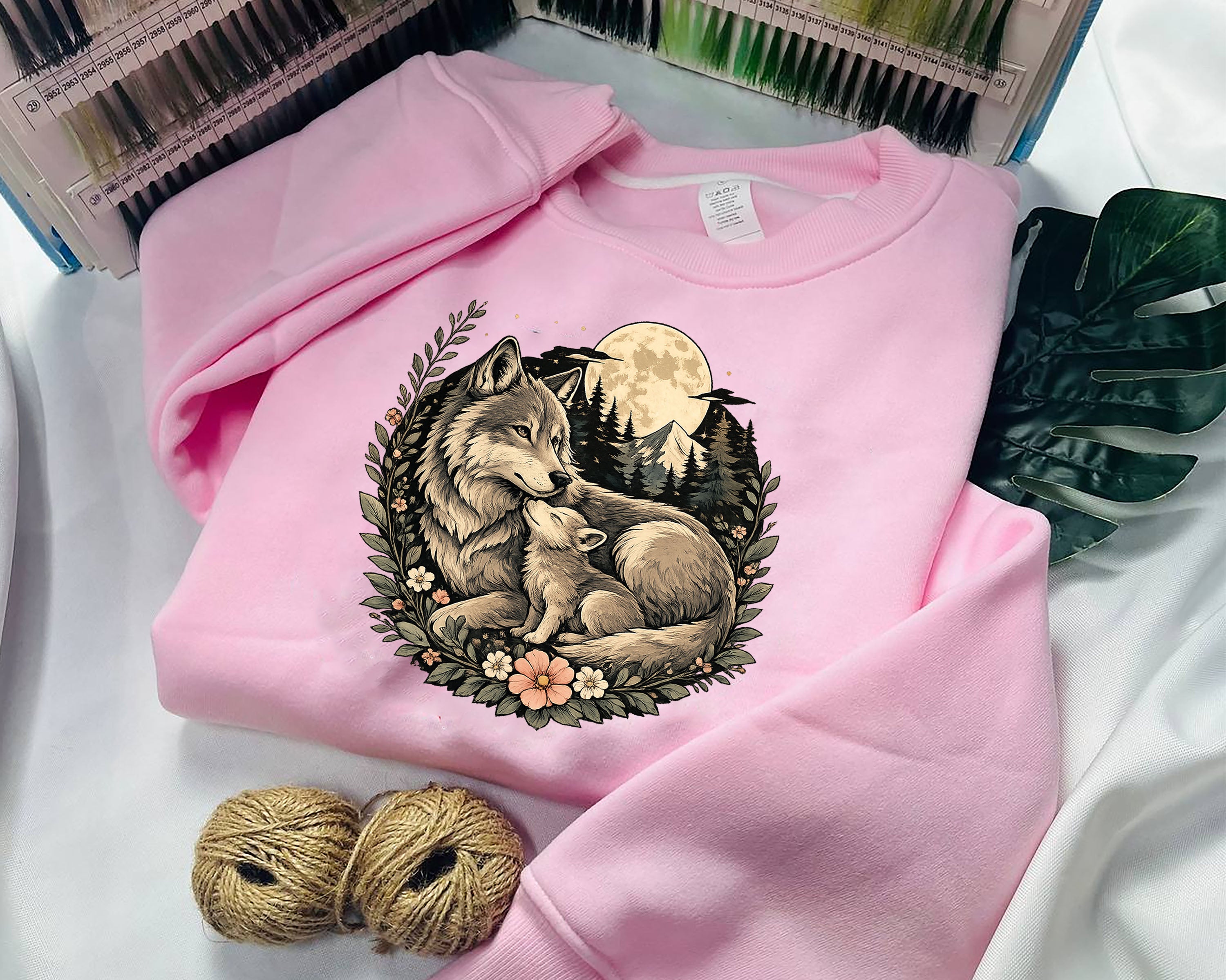 Wolf Mother and Cub Sweatshirt | Vintage Wildlife Crewneck, Nature Lover Gift