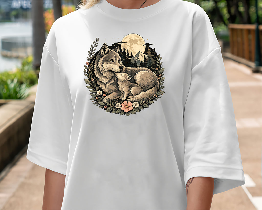 Wolf Mother and Cub Sweatshirt | Vintage Wildlife Crewneck, Nature Lover Gift
