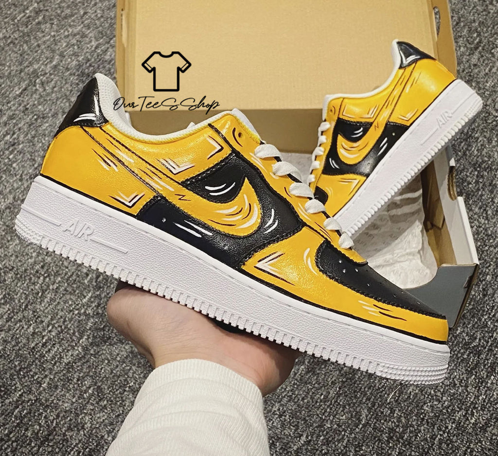 Custom Air Force 1 Yellow Cartoon Sneakers