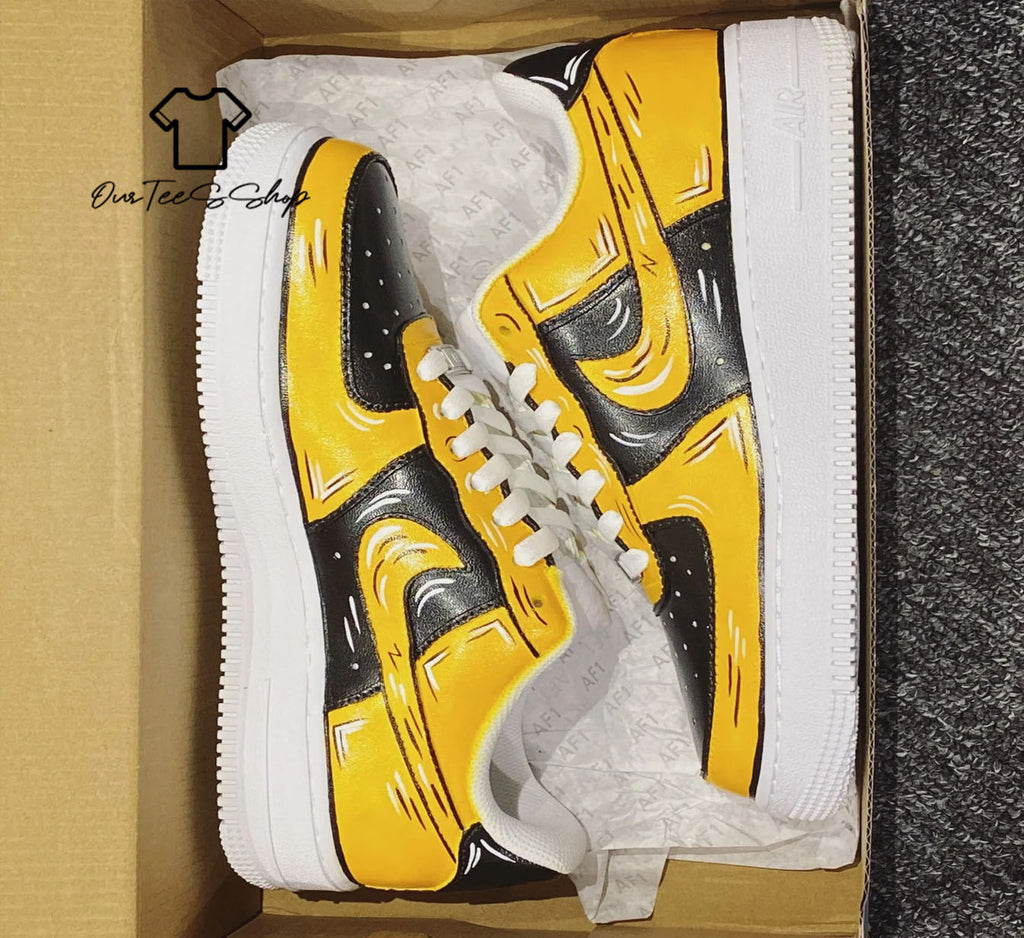 Custom Air Force 1 Yellow Cartoon Sneakers
