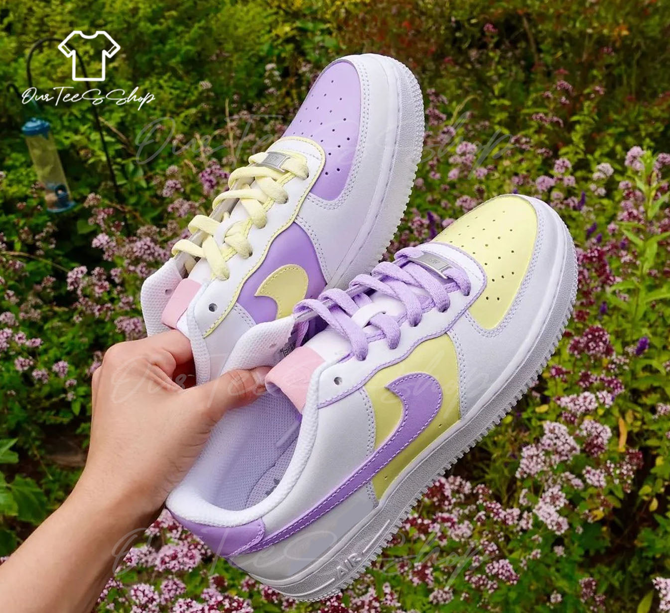 Custom Air Force 1 Yellow & Purple Sneakers