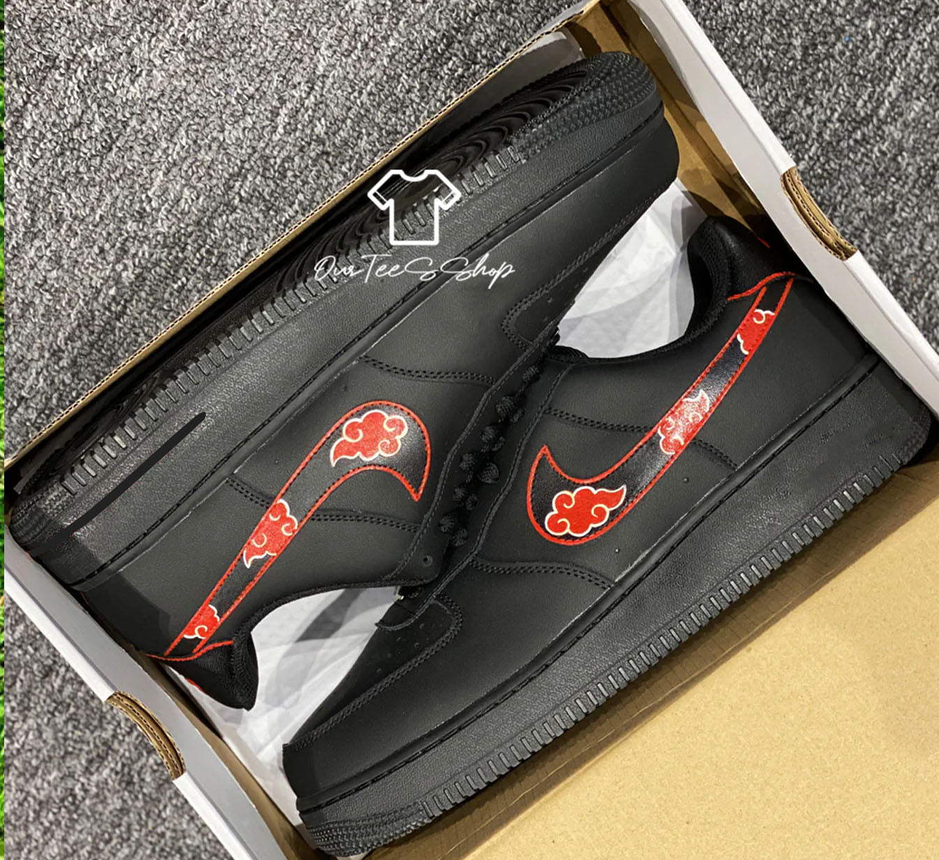 Custom Air Force 1 Black Akatsuki Mid Sneakers