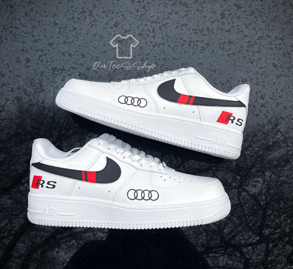 Custom Air Force 1 White Black Audi Logo Sneakers