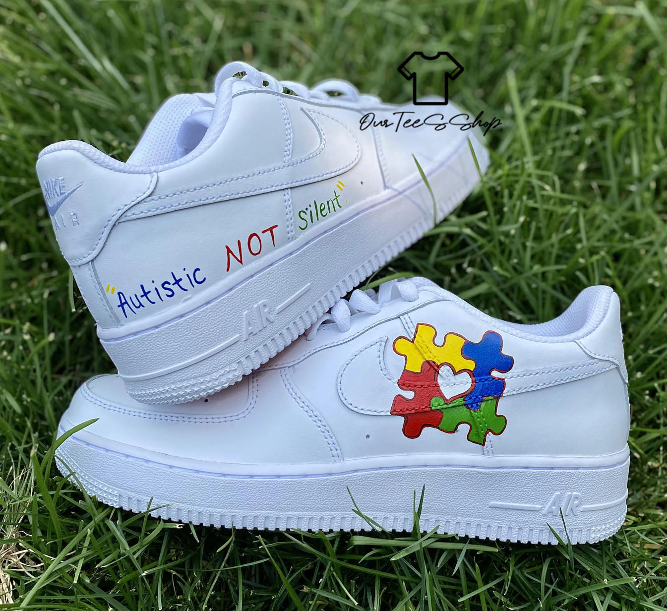 Custom Air Force 1  Autism Awareness Sneakers