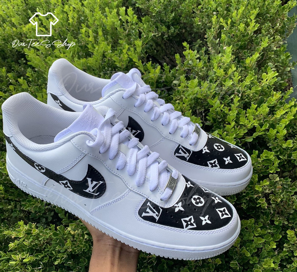 Custom Black LV Air Force 1 Sneakers