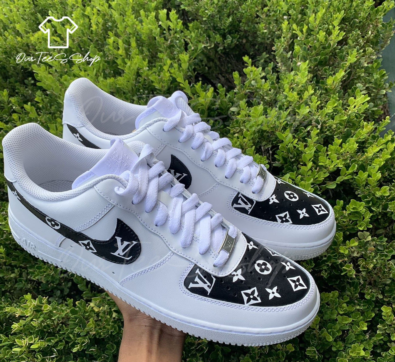 Custom Black LV Air Force 1 Sneakers