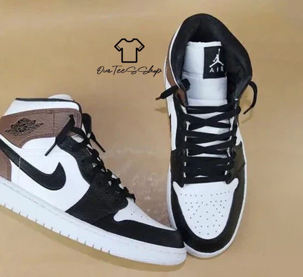 Custom Air Jordan 1 Black and Brown Sneakers