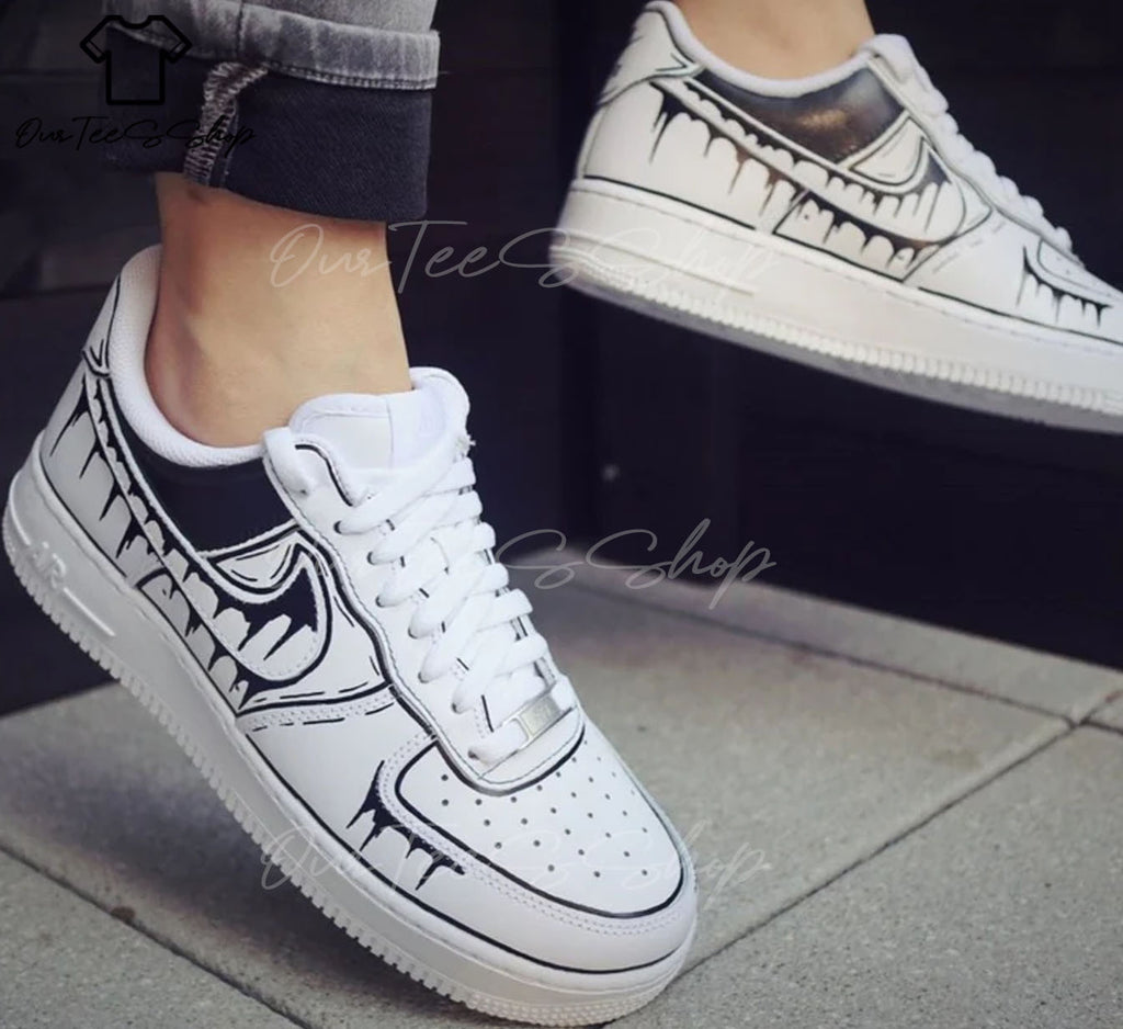 Custom Air Force 1 Black Drip Sneakers