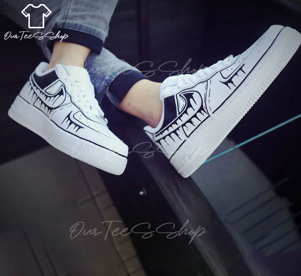 Custom Air Force 1 Black Drip Sneakers