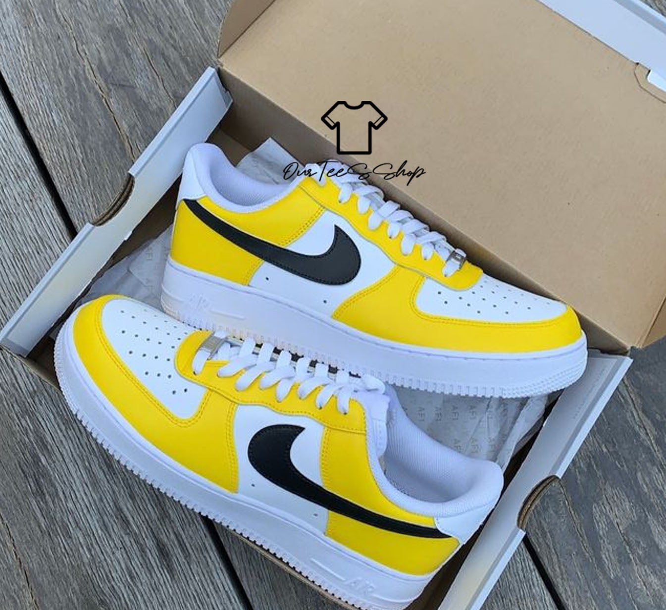 Custom Air Force 1 Black Mid Sneakers