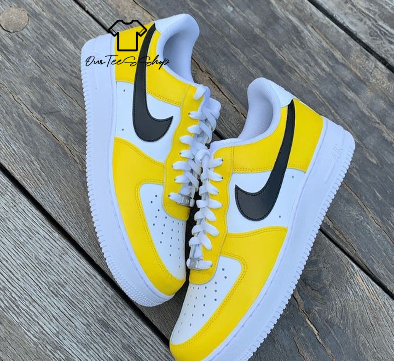 Custom Air Force 1 Black Mid Sneakers