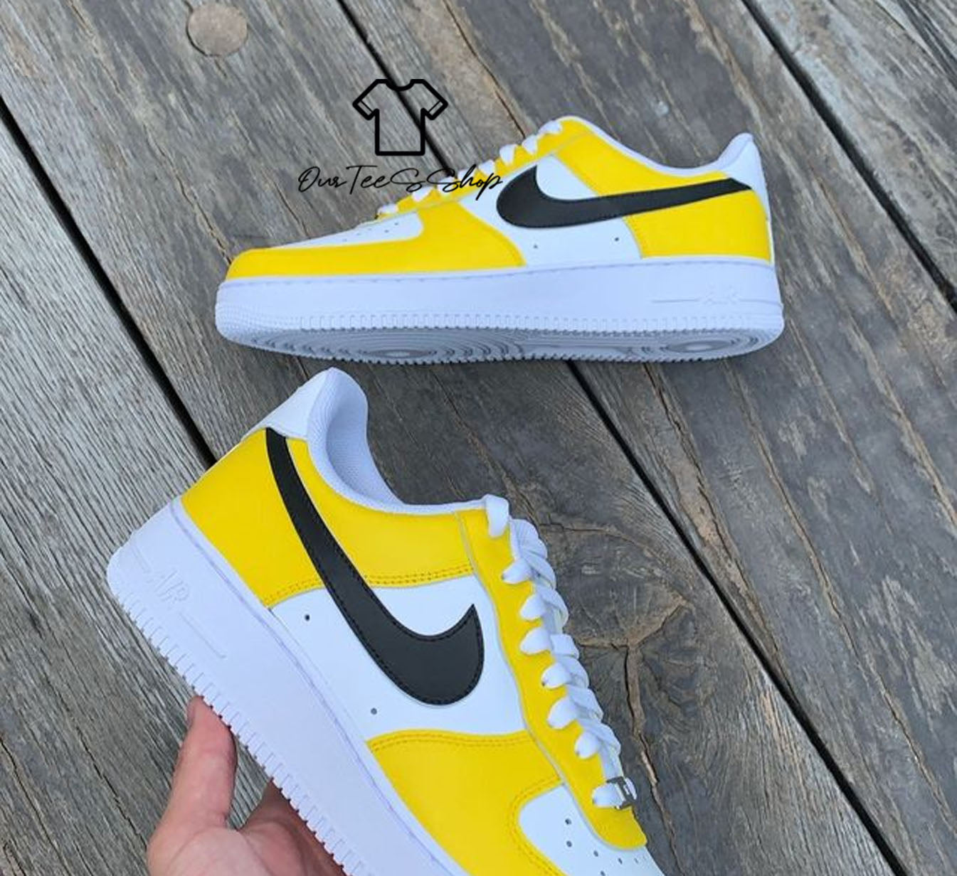 Custom Air Force 1 Black Mid Sneakers