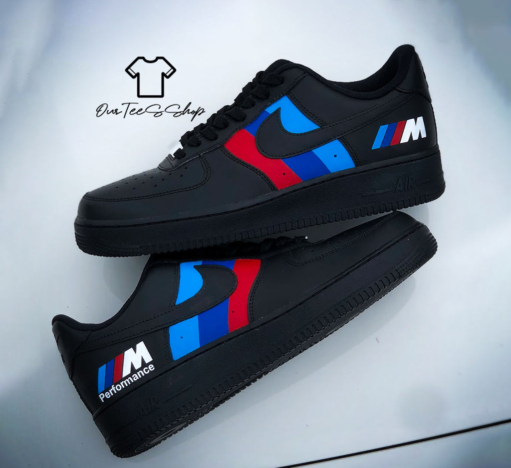 Custom Air Force 1 Black BMW Logo Sneakers