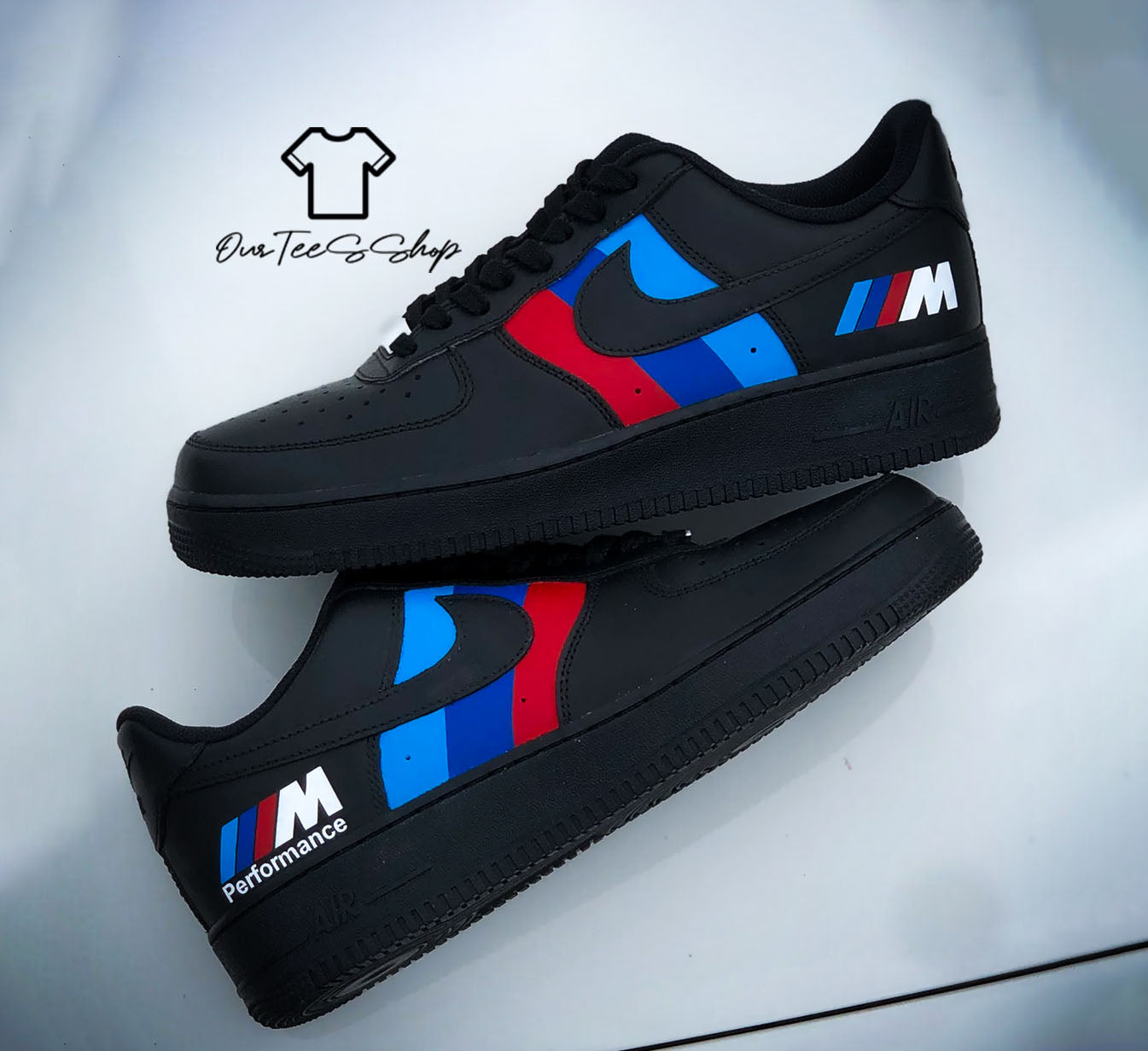 Custom Air Force 1 Black BMW Logo Sneakers
