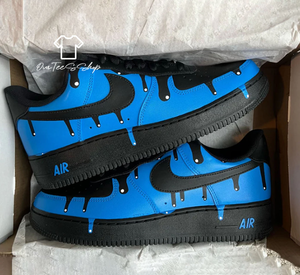 Custom Air Force Blue Cartoon Sneakers