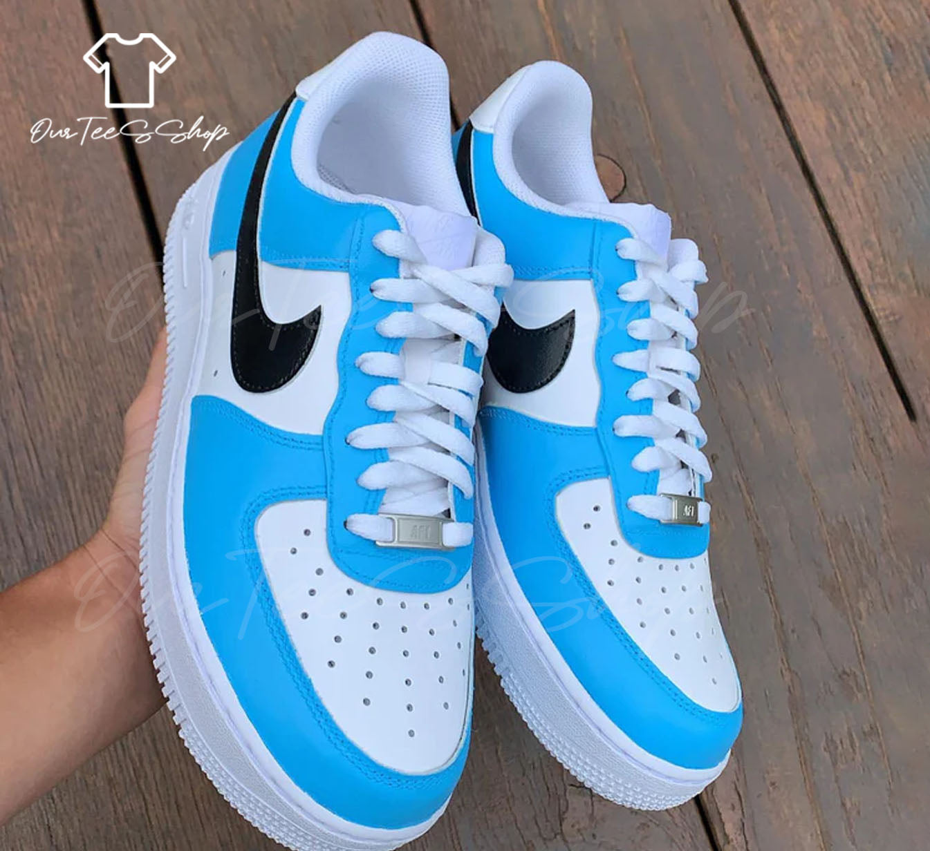 Custom Blue Air Force 1 Sneakers
