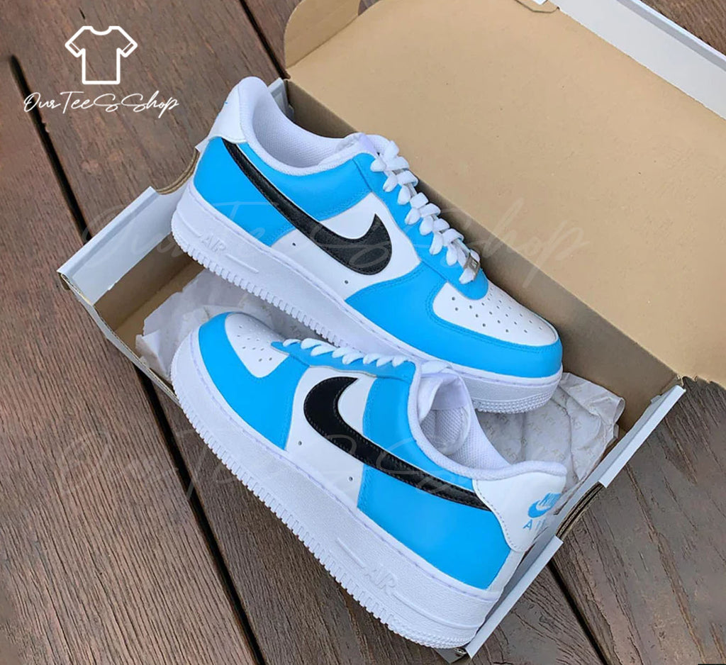 Custom Blue Air Force 1 Sneakers