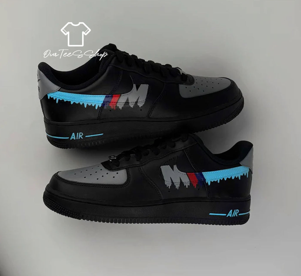 Custom Air Force 1 BMW Drip Logo Sneakers