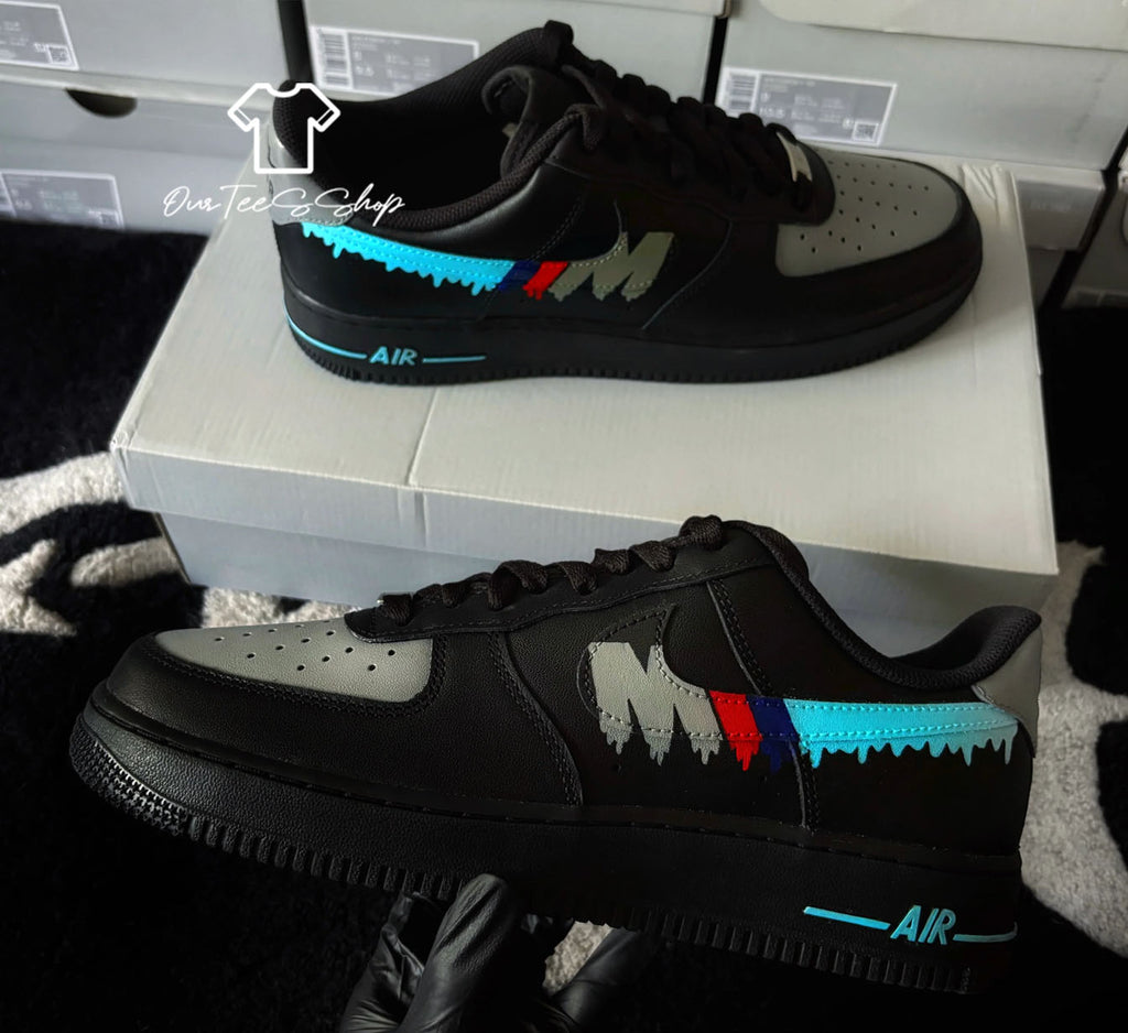 Custom Air Force 1 BMW Drip Logo Sneakers