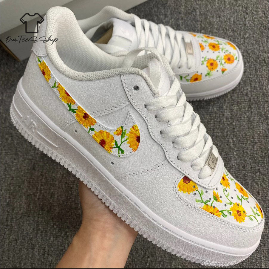 Custom Air Force 1 Sunflower Mint Sneakers