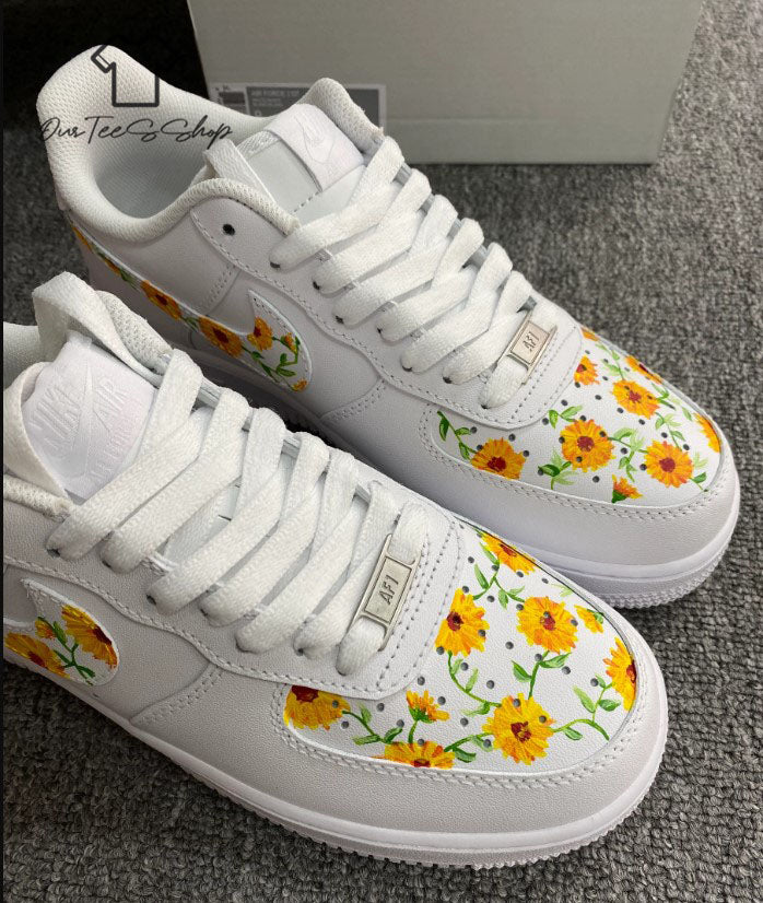 Custom Air Force 1 Sunflower Mint Sneakers