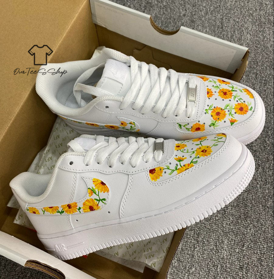 Custom Air Force 1 Sunflower Mint Sneakers
