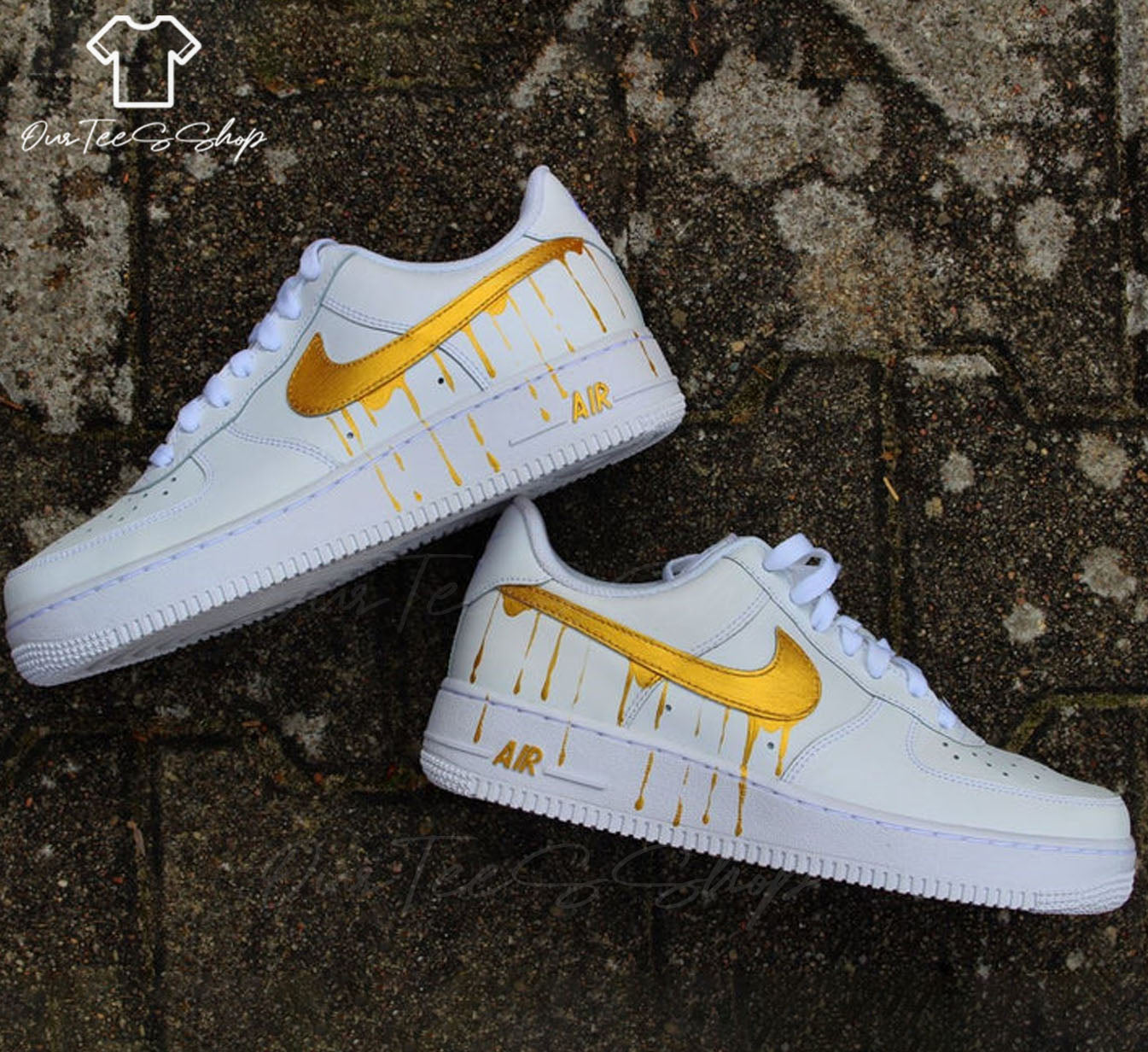 Custom Air Force 1 Gold Drip, Personalized Shoes