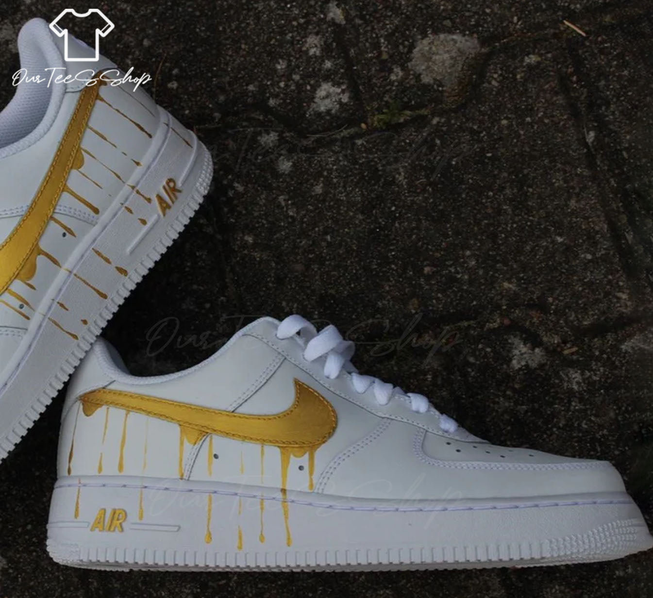 Custom Air Force 1 Gold Drip, Personalized Shoes