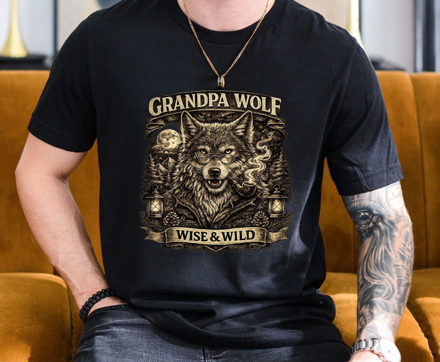 Grandpa Wolf Shirt, Wise & Wild Wolf Lover Gift