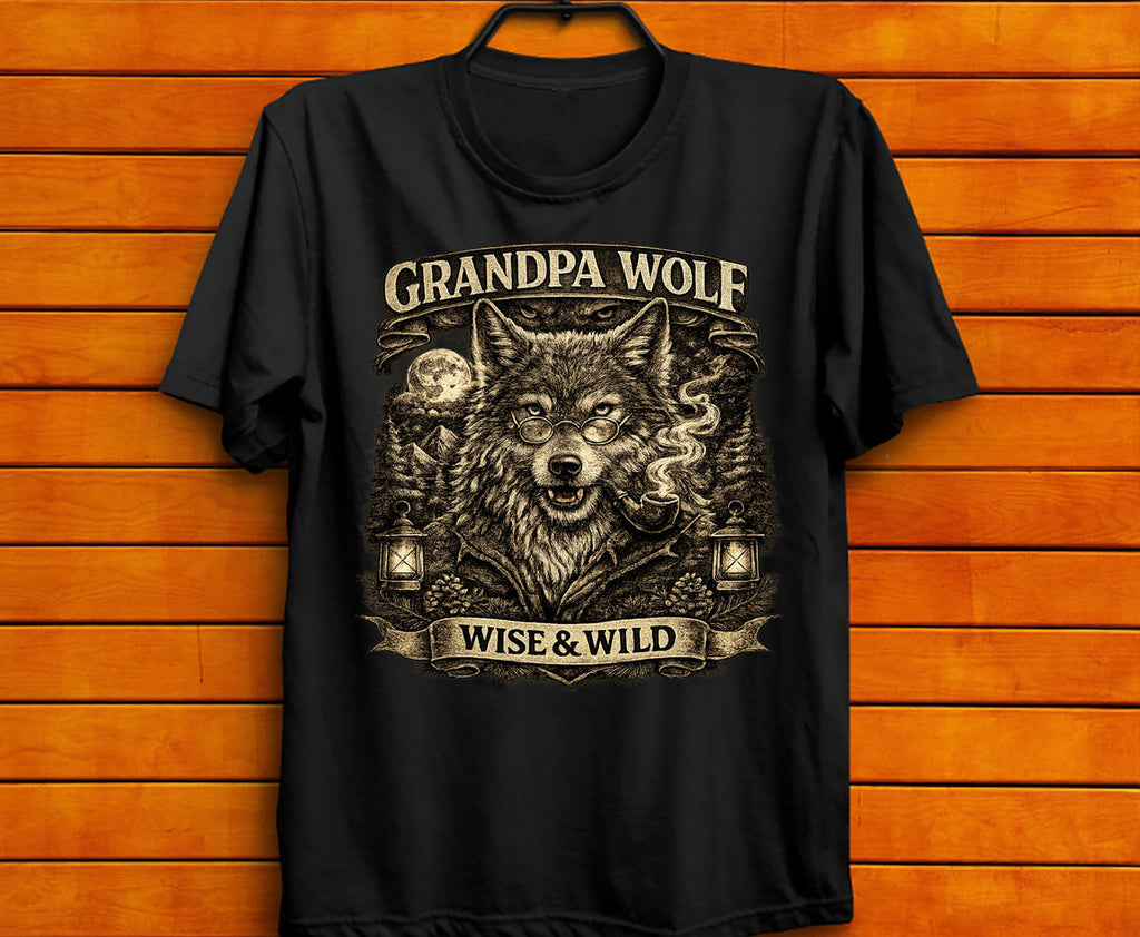 Grandpa Wolf Shirt, Wise & Wild Wolf Lover Gift