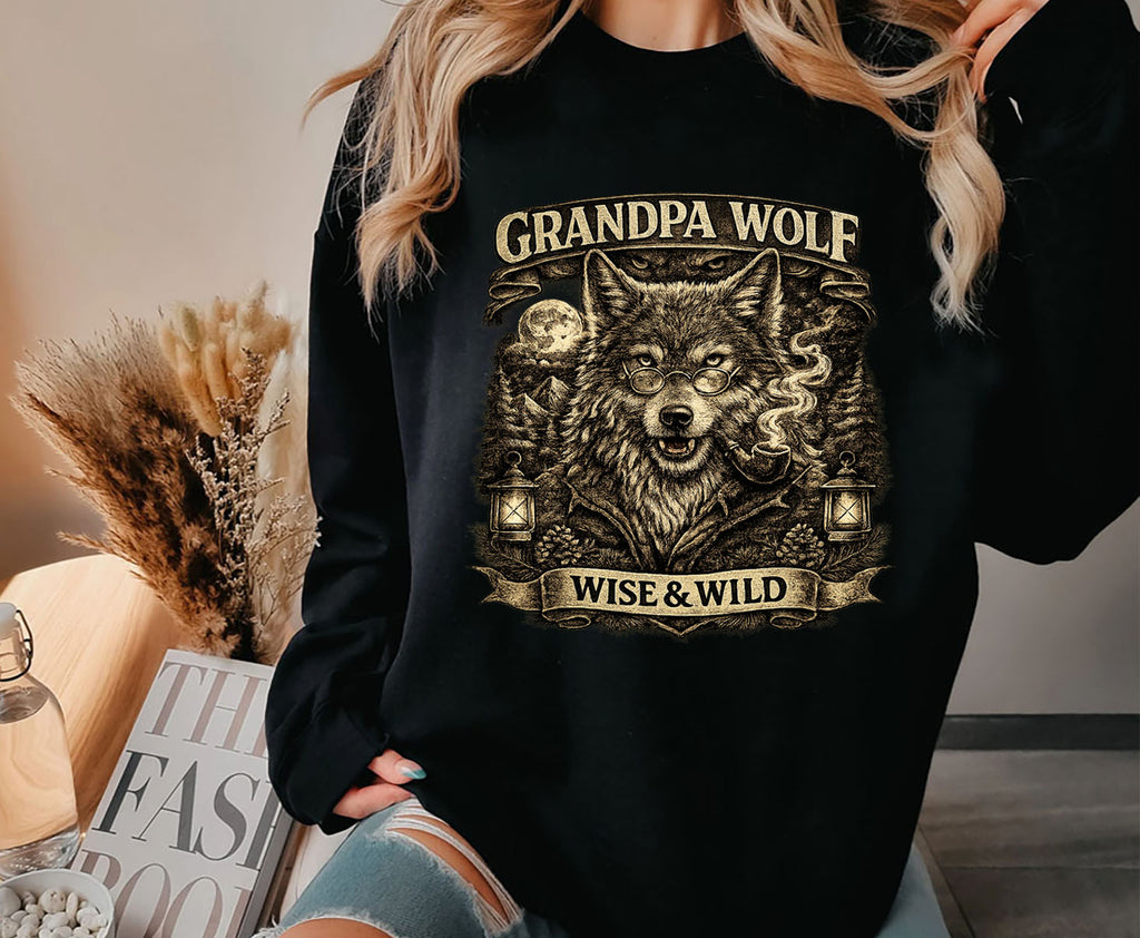Grandpa Wolf Shirt, Wise & Wild Wolf Lover Gift