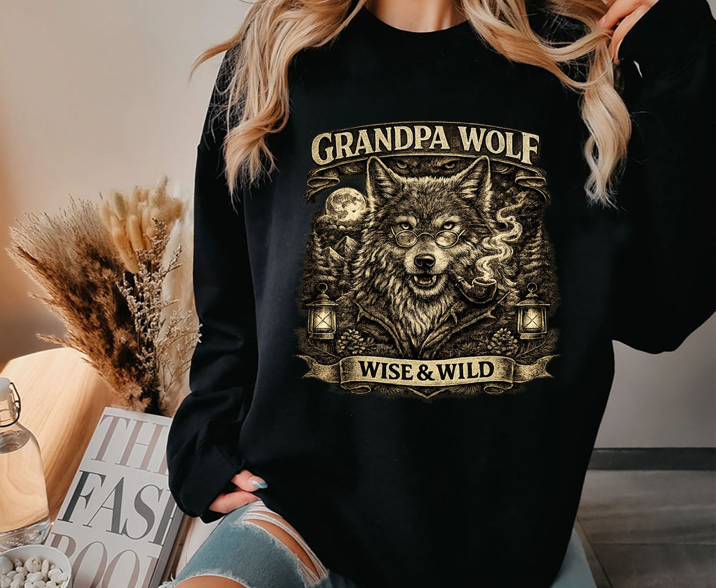 Grandpa Wolf Shirt, Wise & Wild Wolf Lover Gift