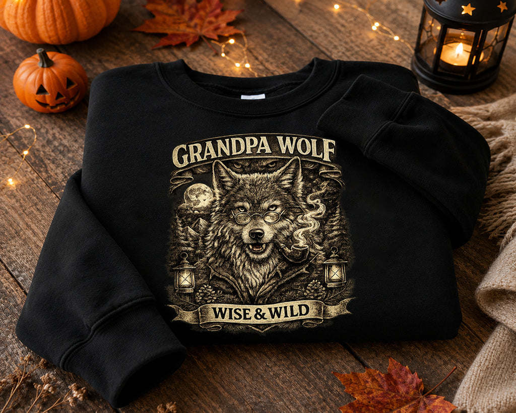Grandpa Wolf Shirt, Wise & Wild Wolf Lover Gift