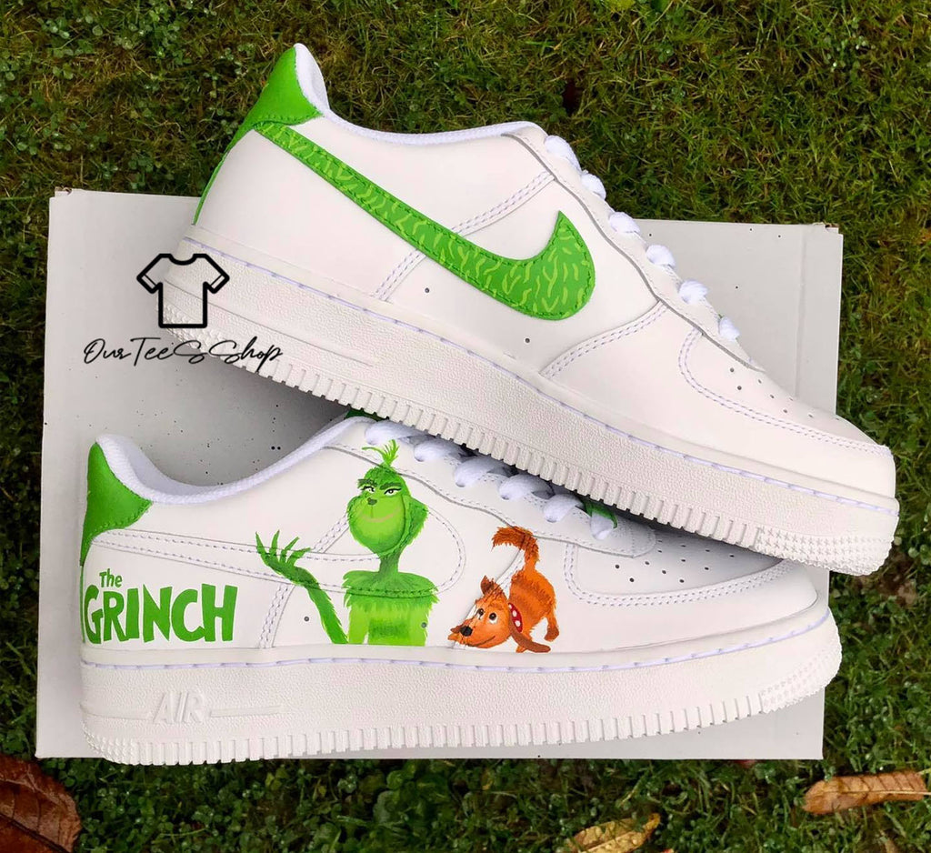 Custom Air Force 1 Grinch And Dog Sneakers