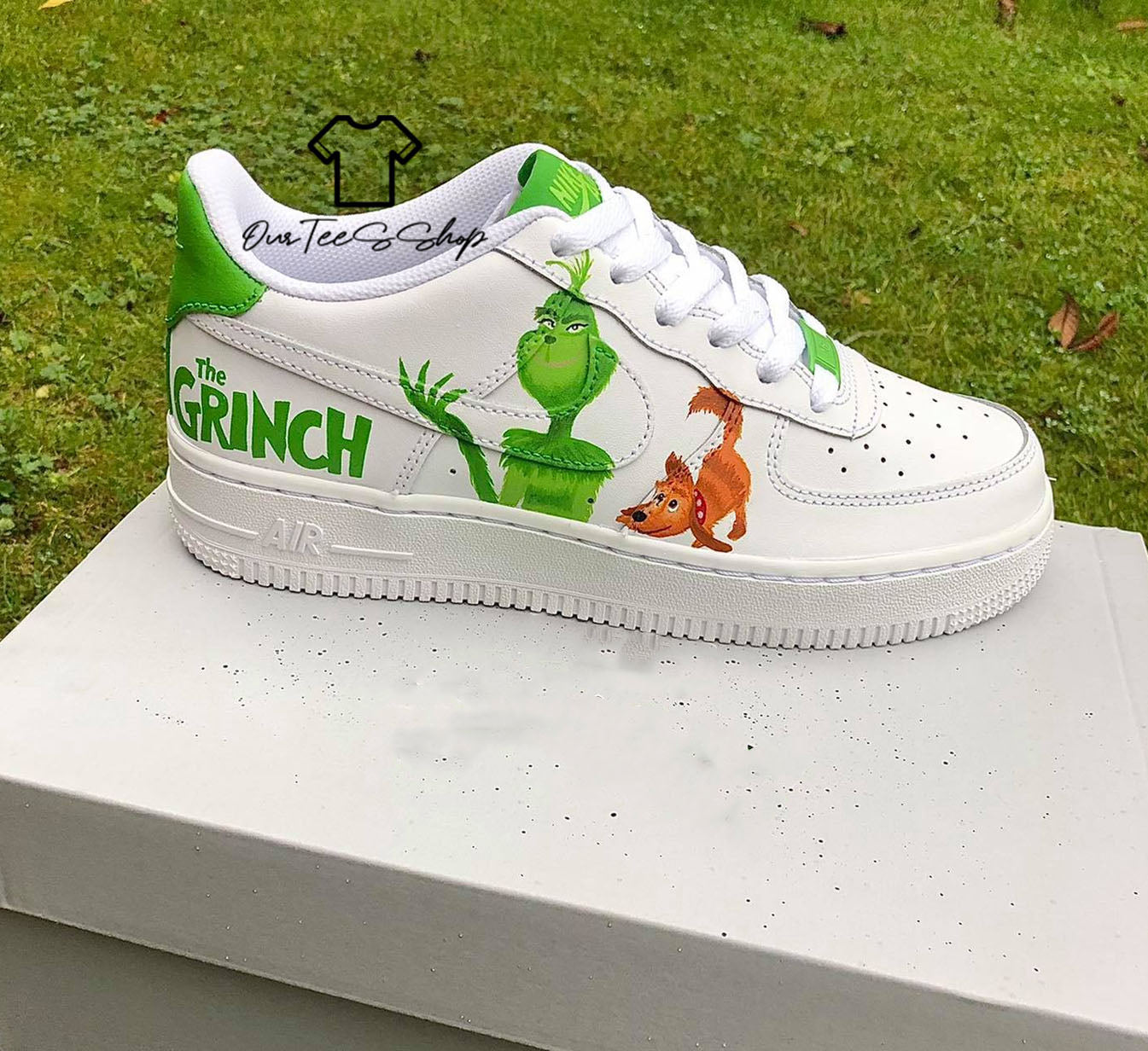 Custom Air Force 1 Grinch And Dog Sneakers