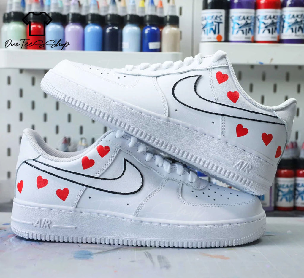 Custom Air Force 1 Heart Valentines Sneakers