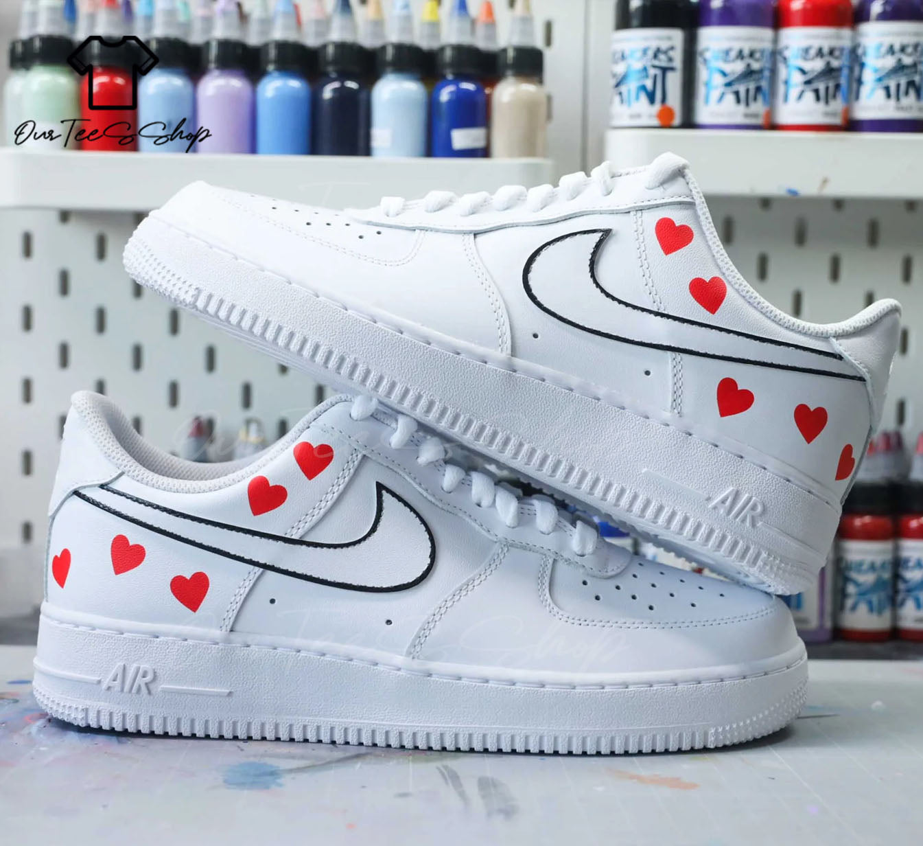 Custom Air Force 1 Heart Valentines Sneakers